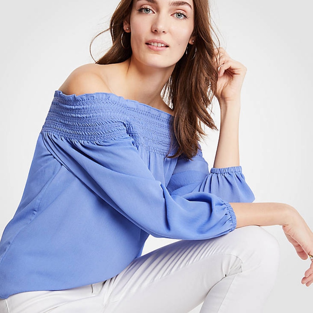 NWT LOFT Women's Smocked Off The Shoulder‎ Blouse